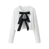 Spring 2025 New Women's Street Fashion Butterfly Squint Long-Sleeved Top
