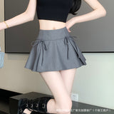 Butterfly Tie With Low-Waisted Babes Half-Dress Girl Retro College Wind-Proof Light Suit Short Skirt A-Word Mini-Skirt