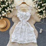 Small French Design Three-Dimensional Flower Net Embroidery To Recupers With A Sling A-Word Dress Skirt