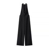 2025 Summer New Women's Bow Ornament Hanging Neck Temperament Rest Height Waist Jump Pants Woman