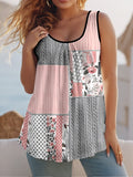 Summer Round Collar Vest New Art Splicing Pattern 3D Digital Printing Sleeveless Women's Folding Vest