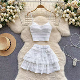 Pure-Style White Sling With Breast-Wear Vest Body Bm Half-Dress Skirt Set With Short Top Bottom Shirt Summer