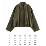 Coat Velvet Loose Spring Girl Casual Blouse Zipper Fashion Bomber Jacket 2025 Bat Sleeve Texture