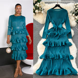 High-End Banquet Dress High-End Light Luxury Niche Leaf-Side Cake Dress Heavy Industry Folds Long Dress
