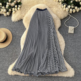 Classic Fashion Folding Wave Half-Dress French Sweet High-Waisted A-Shaped Skirt Mid-Long Folds Skirt