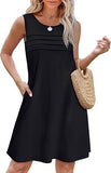 2025 Women's Casual Round Collar Foldless Pocket Dress