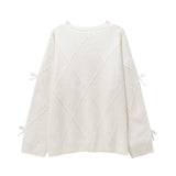 2025 New Women's Fashion Casual Round Neck Sweet Bow Shirt
