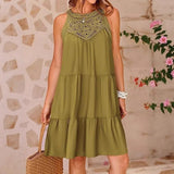 2025 Summer Sleeveless Dresses Casual Sleeveless A-Line Hierarchal Swing Vest Skirt Beach Vacation Mini