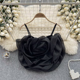 Small-Banded Holiday Wind Eogen Yarn Three-Dimensional Flower Sling Vest Women's Summer New Ocean Chic Short Top