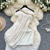 Holiday Wind Two Sets Of 2025 New Sling Folded Wide Leg Jumpsuit + Straight Short Sleeve Open-Sleeved Shirt Shirt Female Trend