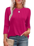Explosion 2025 New Fashion Casual Roll Collar Seven-Sleeve Top Bottom Shirt