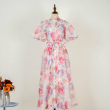 Summer Court Style High Design Feeling Heavy Industry Nail Drill Short Sleeve Single Buckle Dress + Sling