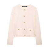 Women's 2025 New Fashion Gold Buckle Knitted Coat