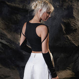 2025 Autumn Fashion Trend Women's New Long-Sleeved Round-Neck Solid Color Repair Body Bare Umbilical T-Shirt