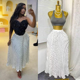 Classic Fashion Folding Wave Half-Dress French Sweet High-Waisted A-Shaped Skirt Mid-Long Folds Skirt
