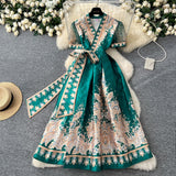 French Retro Style Printed Dress Women's Summer Strap High Sense Design Light Luxury Temperament Chic Dress