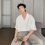 Men's Cuban-Collared Shirt Short-Sleeved Shirt 2025 New Summer Loose Fashion Shirt