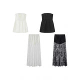Spring 2025 New Women's Fashion Slimmed-Mear Breast-Wear Lace Skirt Suit