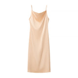 Women's Clothing 2025 Spring New Fashion Texture Texture Swing Tie Slings Fansuit Dress