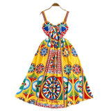 Vintage Court Baroque Sling Sling Dress Seaside Holiday With Thin Letter Positioning Printing Dress