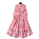 European Court Style Dress Spring Dress Design Retro Print Long High-End Temperament Dress Dress