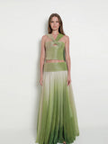 2025 Summer Fashion New Temperament Famous Hanging Neck Sling Dress Suit Gradually Loose Dance Dress