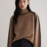 2025 Maillard Autumn Winter Stripes Thin Leisure Loose Set Knitted Lazy Wind Sweater