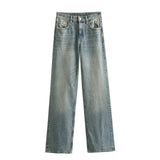 Mid-Rise Long Leisure New Autumn 2025 Wide-Legged Jeans Women's Clothing
