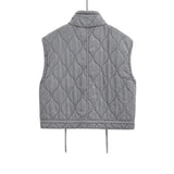 Ins Autumn 2025 New Women's Gray Collar Sleeveless Cotton Vest Washer