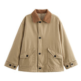 Autumn 2025 New Women's Retro Casual Clip Long-Sleeved Collage Splicing Buckle Jacket Jacket