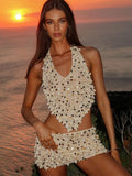 Hanging Neck Skirt Two Sets 2025 Summer New Women's Clothing Sexy Hanging Neck Half Skirt Set Shell Decoration