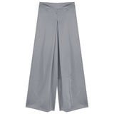 High-Grade Acetic Acid Solid Silk Silk Slipping Fascination Leisure Broad Leg Trousers 2025 Summer New High-Waisted Trousers