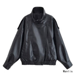 Z Feng 2025 New Fashion Temperament Women's Lychee Leather Jacket 4391872