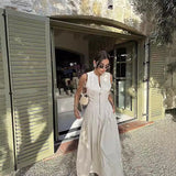 New Women's Fashion Round Collar Sleeveless Waist-Lens Dress