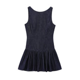 Z Women's New 2025 Folding Decorative Denim Effect Short Dress Women 6929084
