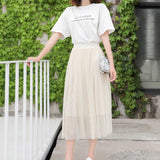 Net Yarn Skirt Women's Summer Long A Skirt High Waist 100 Folding Skirt 2025 Thin Soft Hanging Yarn Skirt