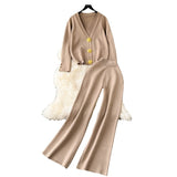 High-End Small Fragrant Wind Two Sets Of Women's Autumn And Winter Knitted Jersey Jacket Sweater Casual Trousers