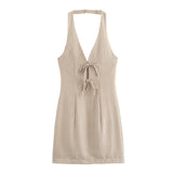 2025 Summer New Women's Decoration Bare Back Hanging Neck Sling Dress
