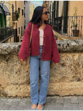 Autumn/Winter 2025 Women's Comfortable Casual Solid-Colored Knitted Shirt Jacket