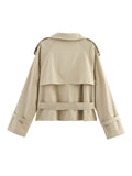 Women's 2025 New Long-Sleeved Tie With Waist-Slanted Lint Double-Dbutled Short Jacket