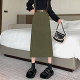 2025 New Autumn And Winter Port Style Retro Skirt Thicker Wicked Skirt Long Bag Hip Skirt Open Skirt