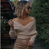 Women's Knitting V-Neck Waist Bat Sleeves Out Of The Knitted Sweater Leaking Coat