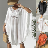 Beach Dress 2025 New Beach Hooded Hook Splicing Tunne Bikini