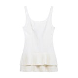 Women's Trouser Dress 2025 Spring-Less Sleeveless Folding Double-Layer Hem Repair Miniskirt