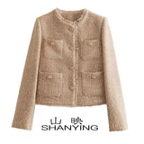 Autumn New Women's Coarse-Spinning Pure Color Casual Coat Short Coat Women