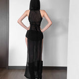 2025 Summer Fashion Trend Women's New Solid Color Hooded Knitted Sexy Body Repair Dress