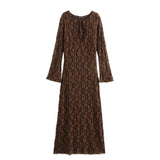 Spring 2025 New Fashion Temperament Round Horn Sleeve With Lace Dress Dress