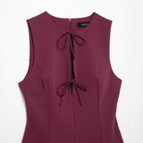 Wave Wide Swing Bow Tie With Hollow Short Vest Dress Summer Sleeveless Body Dress