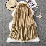 White Half-Dress Women's Dress 2025 Summer Small Medium Long Leisure High-Rise Thin Thong Ponve Cake Skirt