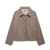 New Women's Clothing Retro Casual Clip Long-Sleeved Single Buckle Hair Jacket Jacket